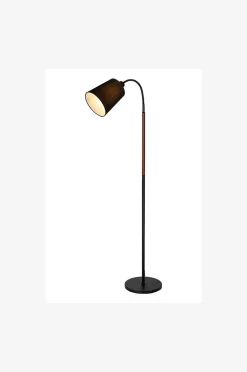 Aneta Lighting Golvlampa Ljusdal svart/valnöt inklusive skärm