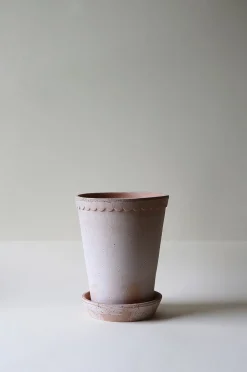 Bergs Potter Hög kruka med fat Helena RAW, Ø 14 cm