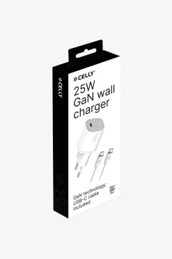 Celly Usb-laddare Gan 1 x Usb-c PD 25w + Usb-c-kabel