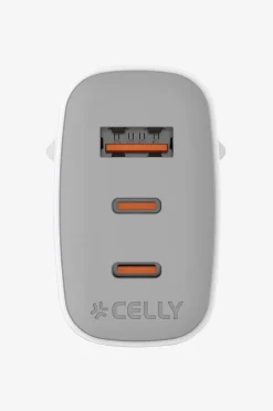 Celly Usb-laddare Gan 1 x Usb-a + 2 x Usb-c PD 65w