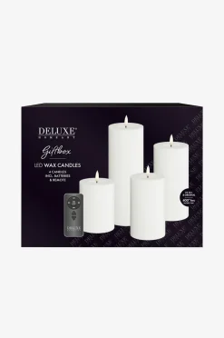 DeluxeHomeart LED Presentask Pelarljus 4 st + fjärrkontroll