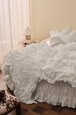 Ellos Home Påslakan Juliette Elastic Frill i tvättad bomull 2 delar