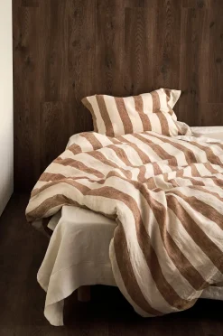 Ellos Home Påslakanset Candice Block Stripe i tvättat lin, 2 delar