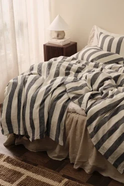 Ellos Home Påslakanset Candice Block Stripe i tvättat lin, 2 delar