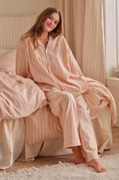 Ellos Home Pyjamasskjorta Elly Stripe i återvunnet halvlinne