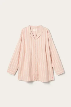 Ellos Home Pyjamasskjorta Elly Stripe i återvunnet halvlinne