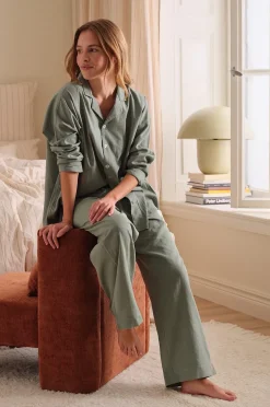 Ellos Home Pyjamasskjorta Long Sleeve Shirt Elly i återvunnet halvlinne