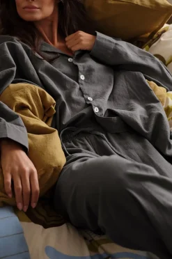 Ellos Home Pyjamasskjorta Long Sleeve Shirt Elly i återvunnet halvlinne
