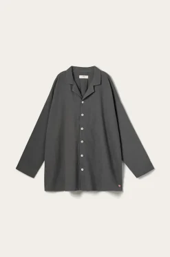 Ellos Home Pyjamasskjorta Long Sleeve Shirt Elly i återvunnet halvlinne