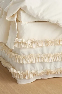 Ellos Home Sängkappa Juliette Curve Frill i tvättad bomull 52 cm