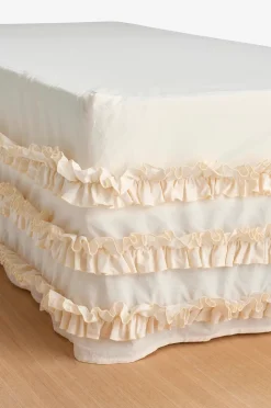 Ellos Home Sängkappa Juliette Curve Frill i tvättad bomull 52 cm