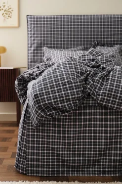 Ellos Home Sängkappa Sonneli Check i bomull höjd 52 cm