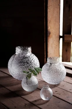ERNST Glasvas rund mönstrad struktur Ø 13 cm, h 14 cm