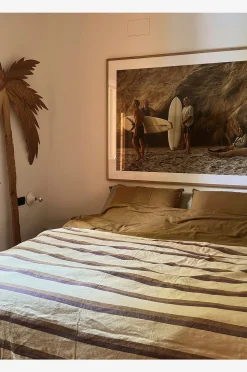 HKliving Vida randigt överkast kastanj/kräm