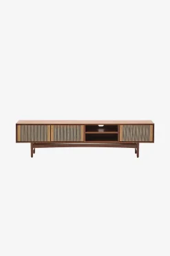 Kave Home Elan Tv skåp 3 dörrar fanér och massiv valnöt och sladd 200 x 50 cm Fsc 100% Fsc