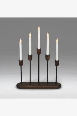 Konstsmide Ljusstake trä/metall 5 LED 53,5cm