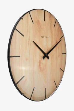 NeXtime Väggklocka Edge Wood Dome Ø35 cm