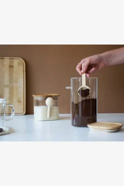Pebbly Hög glasburk med bambulock och mätsked - 800 ml