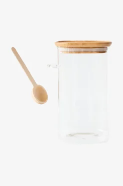 Pebbly Hög glasburk med bambulock och mätsked - 1400 ml