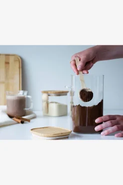 Pebbly Hög glasburk med bambulock och mätsked - 1400 ml