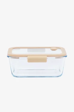 Pebbly Rektangulär glasburk med glaslock och vakuumlock - 1900 ml