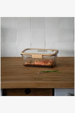 Pebbly Rektangulär glasburk med glaslock och vakuumlock - 1900 ml