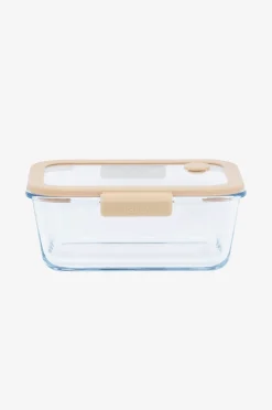 Pebbly Rektangulär glasburk med glaslock och vakuumlock - 1200 ml