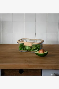 Pebbly Rektangulär glasburk med glaslock och vakuumlock - 1200 ml