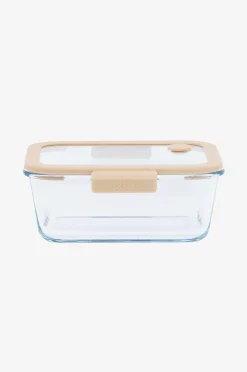 Pebbly Rektangulär glasburk med glaslock och vakuumlock - 460 ml