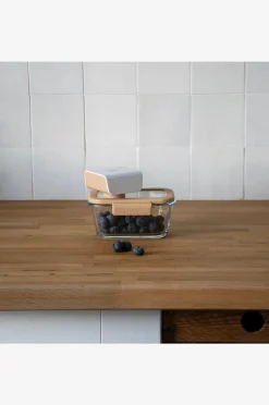 Pebbly Rektangulär glasburk med glaslock och vakuumlock - 460 ml