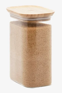 Pebbly Rektangulär matförvaring i glas med bambulock - Storlek M