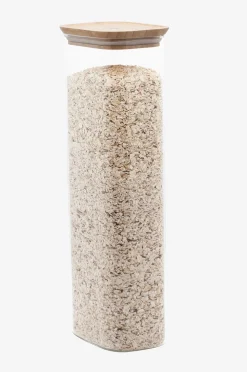 Pebbly Rektangulär matförvaring i glas med bambulock - Storlek Xl
