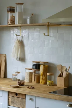Pebbly Rektangulär matförvaring i glas med bambulock - Storlek Xl