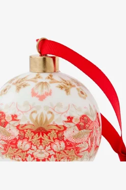 Spode Bauble Strawberry Thief, Madder 7.5cm