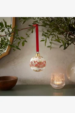 Spode Bauble Strawberry Thief, Madder 7.5cm