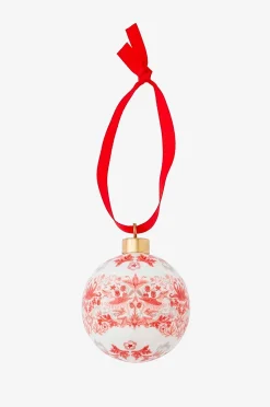 Spode WM Bauble - Strawberry Thief, Indian Red