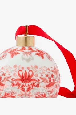 Spode WM Bauble - Strawberry Thief, Indian Red