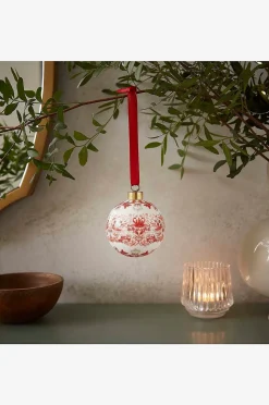 Spode WM Bauble - Strawberry Thief, Indian Red